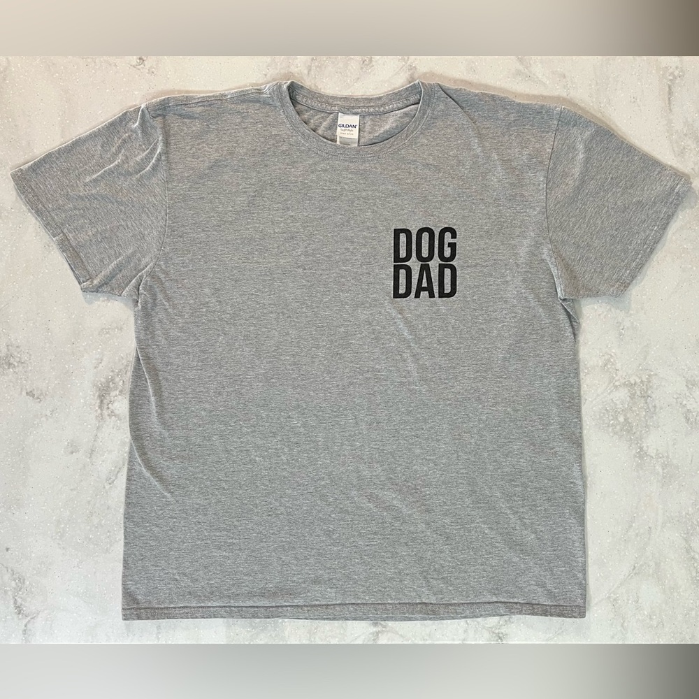 GILDAN Softstyle Grey Dog Dad T-Shirt Size XL